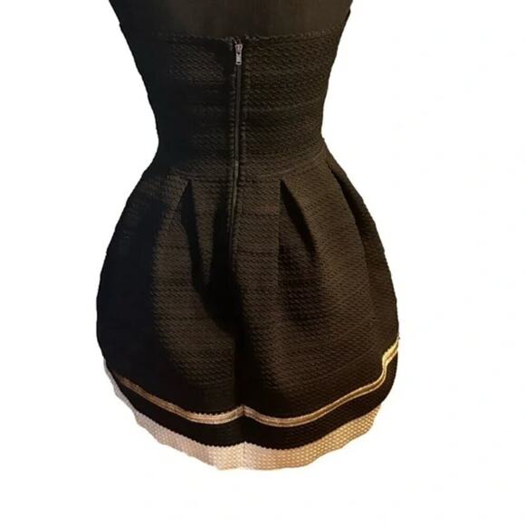 Sans Souci Black & Gold Strapless Molded Mini Dress | Size S - Picture 5 of 7